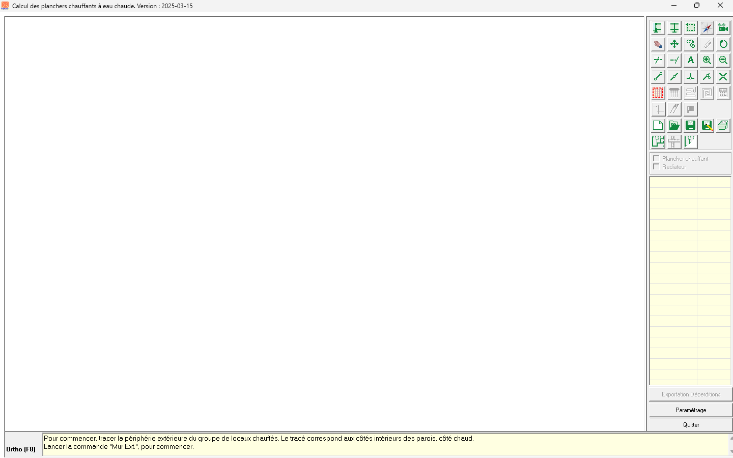 Interface logiciel Déperditions version graphique - calcul thermique bâtiment schématique intuitif