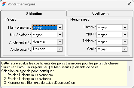 Bibliothèque ponts thermiques - calcul Déperditions version tableur