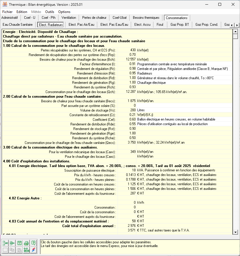 Consommation chauffage et ECS calcul Déperditions version tableur