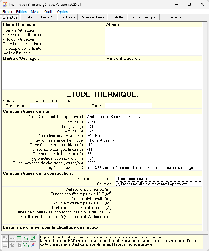 Lancement calculs diagramme air humide - enthalpie point de rosée