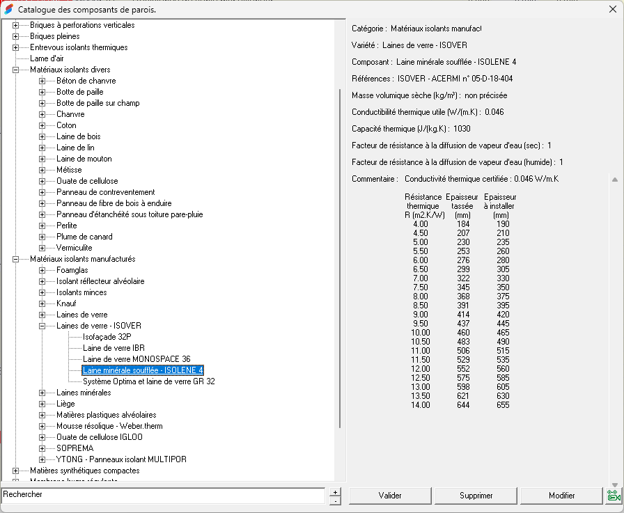 Métré et caractéristiques air humide - logiciel diagramme psychrométrique