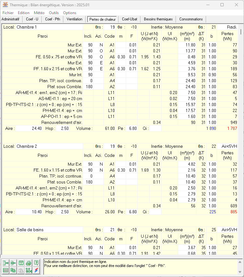 Courbes régulation température eau - logiciel diagramme air humide