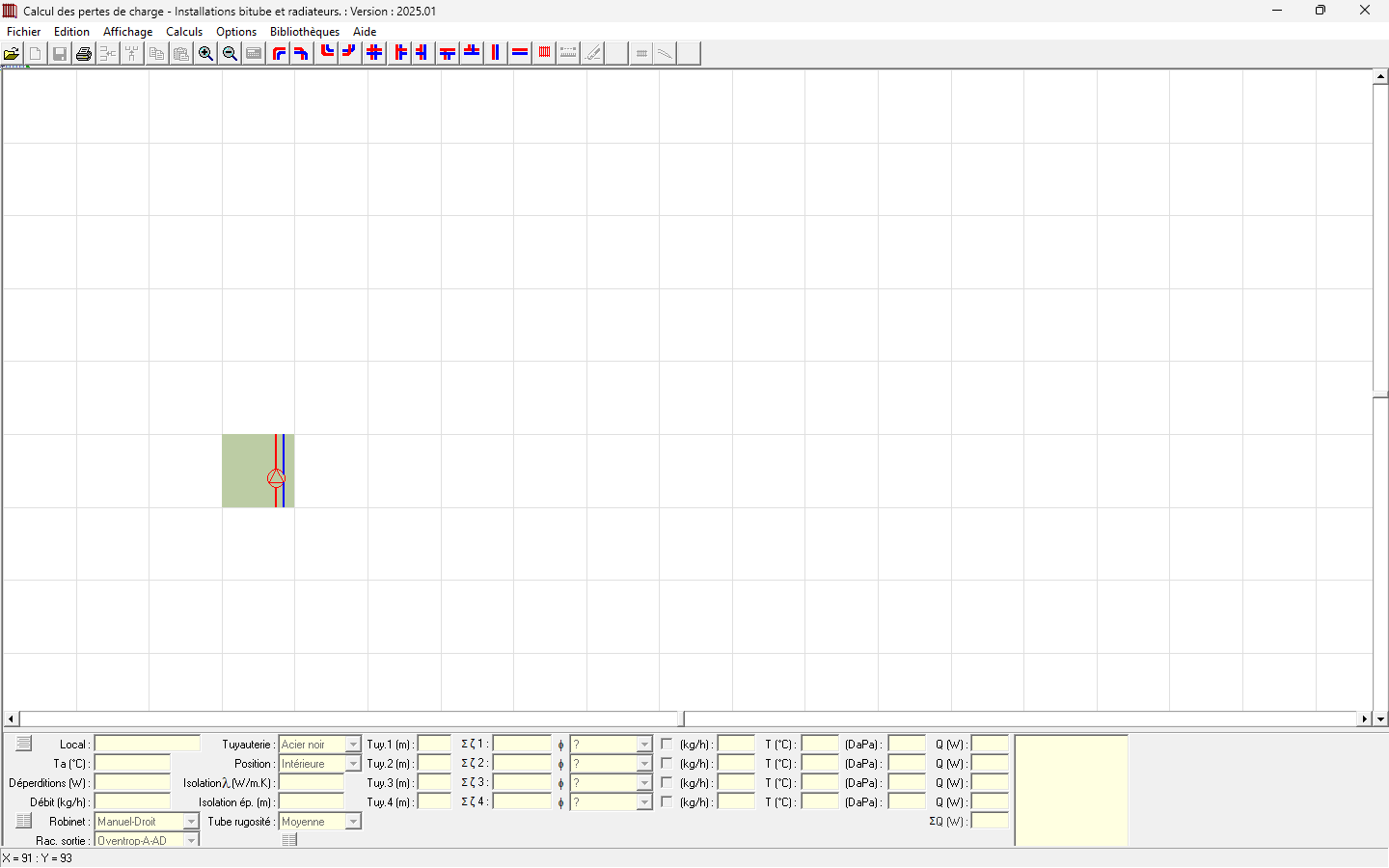 Interface logiciel pertes de charge radiateurs et équilibrage hydraulique - simple et intuitive
