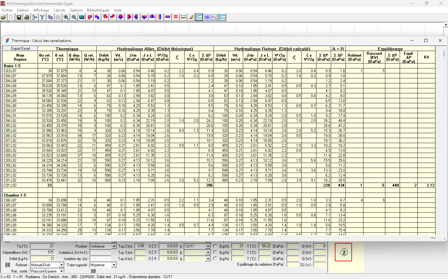 Valeurs KV équilibrage hydraulique mise en service - pertes de charge radiateurs